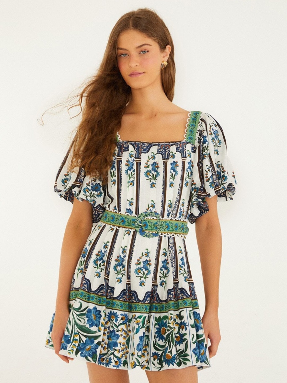 FARM Rio Off-white Manoela Belted Mini Dress